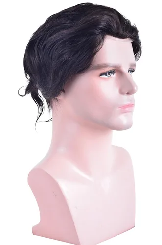 Miniatura 4 de Tupé de cabello humano para hombre, encaje francés con 1.5 pulgadas de poliuretano transparente de 360 grados, 8 x 10 pulgadas, sistema de reemplazo