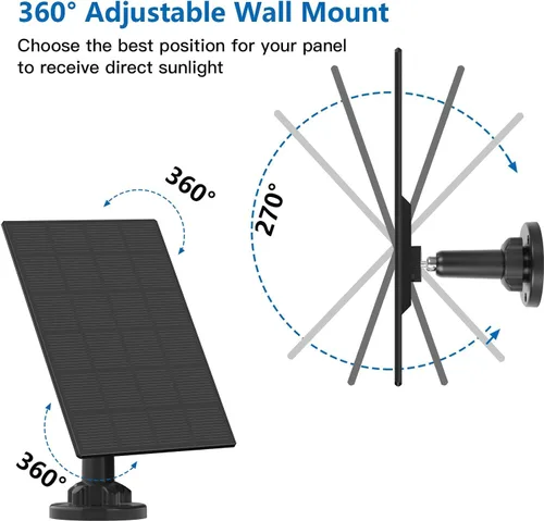 Miniatura 6 de Paneles solares para cámara de seguridad inalámbrica para exteriores, panel solar impermeable compatible con batería recargable de 3 V CC, cable