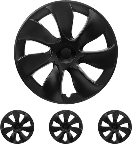 KAVANIC 4 piezas de cubierta de rueda Compatible con Tesla Model Y 19 pulgadas 2020-2024 ABS tapacubos estilo cuchilla negro mate Compatible con