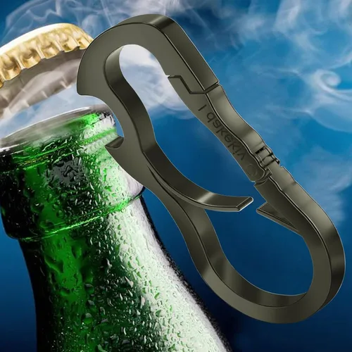 Miniatura 3 de Idakekiy Llavero con mosquetón doble, herramienta múltiple con llavero y abrebotellas para llaves