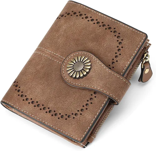Miniatura 13 de SENDEFN Carteras pequeñas para mujer, con bloqueo RFID, de cuero, plegable, tarjetero con ventana de identificación