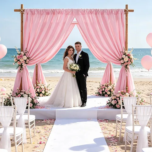 Miniatura 77 de Cortinas de Telón de Fondo Blanco de 2 Paneles 5 x 1,5 m de Poliéster, Telón de Fondo para Fotografía, Cortinas para Decoración de Fondo de Boda
