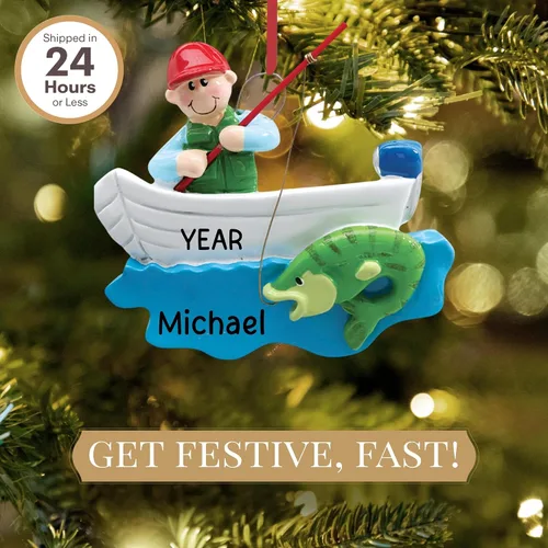 Miniatura 2 de Adorno de pesca personalizado 2026 Adornos de Navidad deportivos grabados con láser para árbol Regalo de recuerdo personalizado para pescador