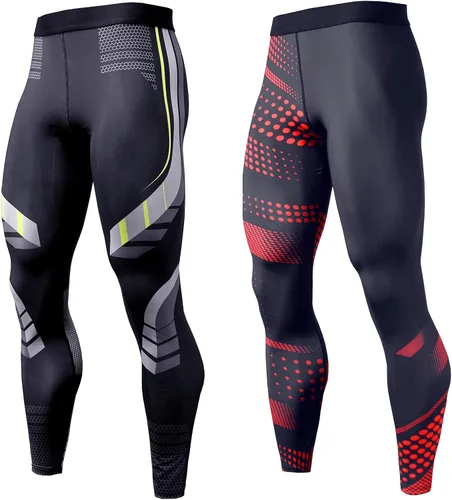OEBLD Pantalones de compresión para hombre con bloqueo UV, mallas para correr, paquete de 1 o 2 leggings para gimnasio y yoga para entrenamiento