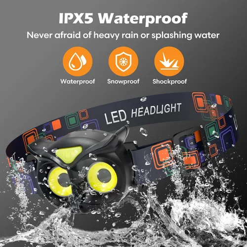 Miniatura 5 de Linterna frontal para niños, lámpara LED con 4 modos, IPX5 impermeable para la frente, linterna de cabeza para adultos y niños al aire libre
