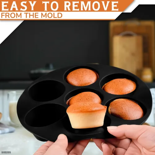 Miniatura 8 de Molde de silicona para magdalenas, moldes de silicona para hornear bocados de huevo, molde antiadherente para 7 tazas de freidora de aire