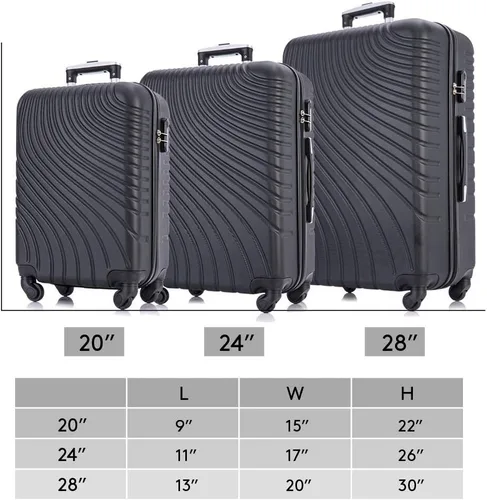 Miniatura 6 de Fridtrip - Maleta de viaje rígida, ligera, con ruedas giratorias, Negro, 3 PCS Suitcases