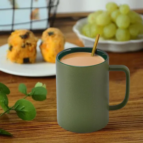 Miniatura 4 de Tazas de café mate de porcelana esmerilada, taza de té para oficina en casa, restaurante, tazas con cucharas de café largas y pequeñas, juego de 2