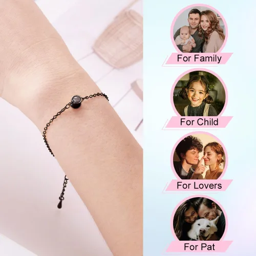 Miniatura 5 de Pulsera personalizada con imagen en el interior, pulseras de proyección con fotos, regalos de aniversario para mujeres, pareja, novia, novio
