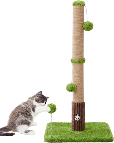 Miniatura 9 de Woochpet Postes rascadores para gatos de 33" para gatos adultos, rascador de gatos con base cubierta de tela suave y cuerda de sisal duradera