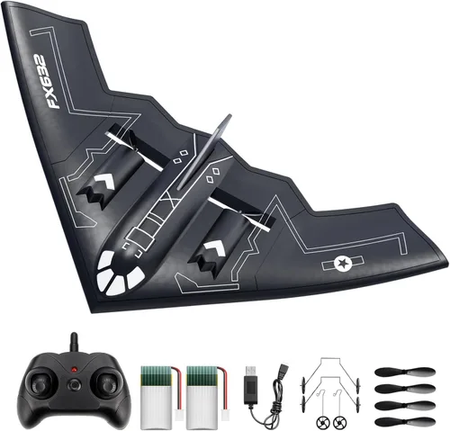AIGIMU Avión RC, avión RC listo para volar, avión de control remoto de 2 canales con estabilizador de giroscopio de 6 ejes B2 Spirit Stealth Bomber