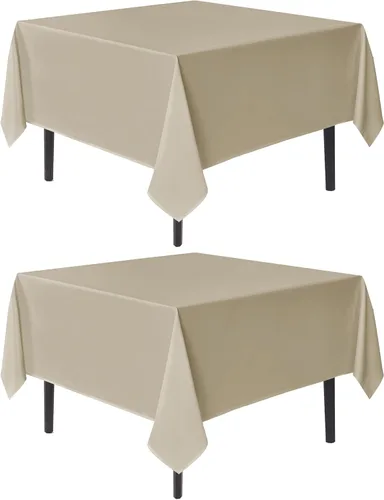 Miniatura 15 de Sancua Manteles cuadrados pequeños de 36x36 pulgadas - Mantel beige para mesas cuadradas o redondas, mantel de poliéster lavable para mesas