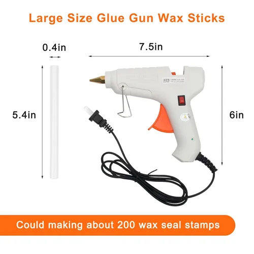 Miniatura 2 de Barras de Cera para Sellar 12P con Pistola de Pegamento, Luxiv Barras de Cera para Sellar de 5.4" 10MM Pistola de Pegamento de Manuscrito de Fuego