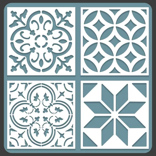 STENCILOGY® / 4 piezas de 8 x 8 pulgadas/juego de plantillas para azulejos, juego de plantillas de azulejos reutilizables para pintura, muebles,