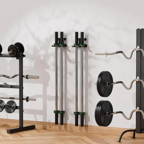 Miniatura 3 de Soporte de barra para barra de montaje en pared, soporte de almacenamiento para barra olímpica, para el hogar, comercial, garaje y gimnasio Soporte