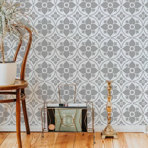 Miniatura 6 de Juego de 16 plantillas de azulejos españoles (8 x 8 pulgadas) patrones auténticos para suelo y pared, plantillas de azulejos reutilizables
