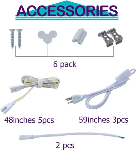Miniatura 6 de Luminaria de tienda de 4 pies T8 LED , de 24 vatios integrado de T8 LED tubo de luz, luz blanca súper brillante 6500K, cubierta lechosa, con cable