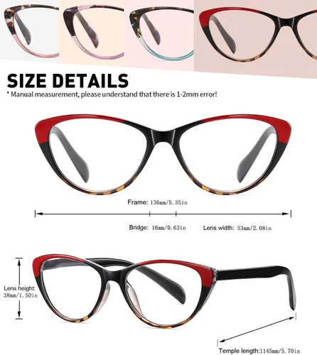 Miniatura 3 de Lentes de lectura de ojo de gato para mujer, bloqueo de luz azul, lectores para mujer 1.0 con bisagras de resorte cómodas, anteojos de diseñador