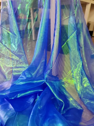 Miniatura 5 de Tela de encaje de organza con gradiente láser arcoíris mágico, tela de gasa holográfica iridescente para vestido de novia, cortina, fondo, fiesta