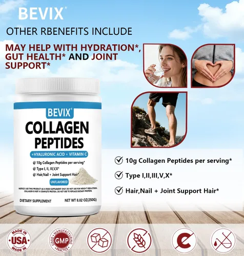 Miniatura 2 de Polvo de péptidos de colágeno avanzado I, II, III, V, X Sustituto, hidrólisis de colágeno, vitamina C y ácido hialurónico, para mejorar la piel