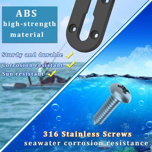 Miniatura 6 de Huntury Pista de kayak, pista de perfil bajo para kayak, riel de kayak, pista de montaje de accesorios de kayak, pista de engranajes de kayak