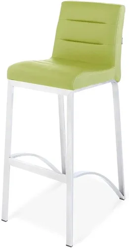 Miniatura 4 de ZURI Modern Lynx - Taburete de bar suave de cuero sintético verde lima, acero inoxidable cepillado
