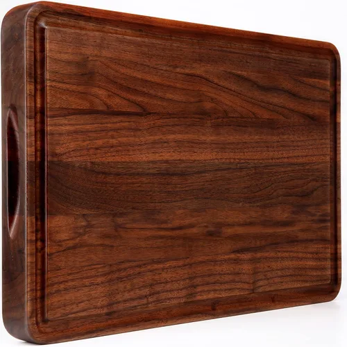 Miniatura 14 de AZRHOM Tabla de Cortar de Madera de Nogal, 20x15 pulgadas Tablas de Cortar de Madera Extra Grandes con Ranura Profunda para Jugos y Mango Lateral