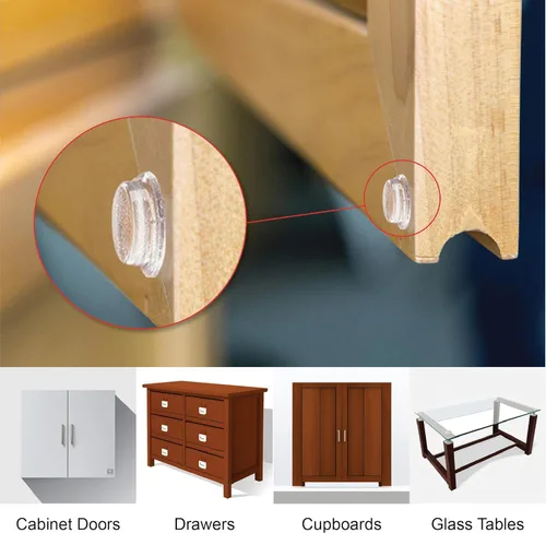 Miniatura 3 de Paquete de 50 topes para puerta de gabinete, almohadillas adhesivas transparentes de 1/2 pulgada de diámetro para cajones, tapas de vidrio, tablas