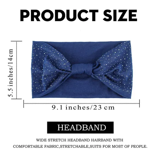 Miniatura 4 de Diademas anchas de diamantes de imitación elásticas para senderismo, turbante negro, bandas para la cabeza de entrenamiento deportivo, bandas