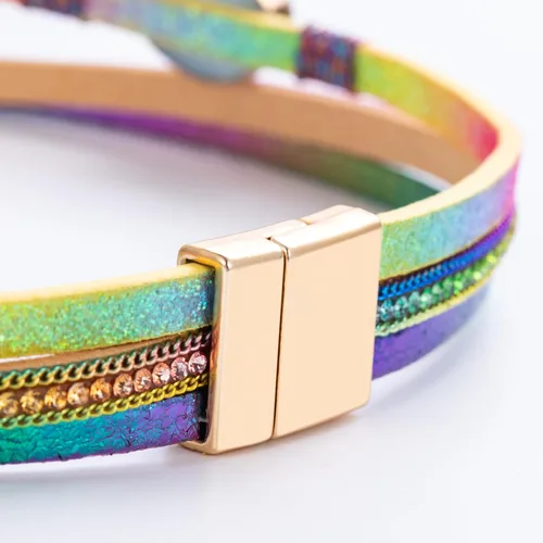 Miniatura 42 de FANCY SHINY - Pulsera de cuero estilo bohemio, pulsera de cuentas de cristal con cierre magnético, regalos de joyería para mujer