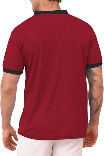 Miniatura 3 de Polo de manga corta con cremallera de un cuarto para hombre, estilo casual, ajustado, a la moda, para golf