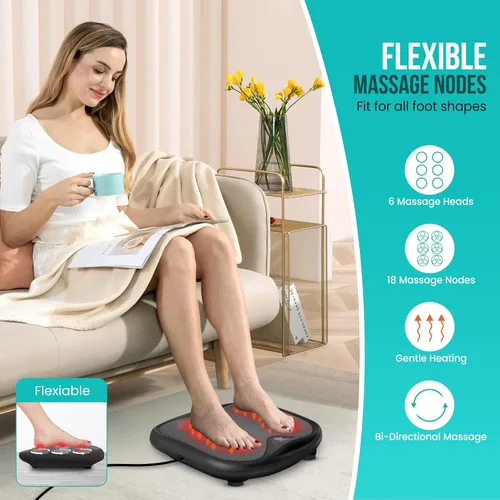 Miniatura 2 de Snailax Shiatsu masajeador de pies con calor, funda lavable, masajeador de amasado para pies y espalda, calentador de pies eléctrico, máquina