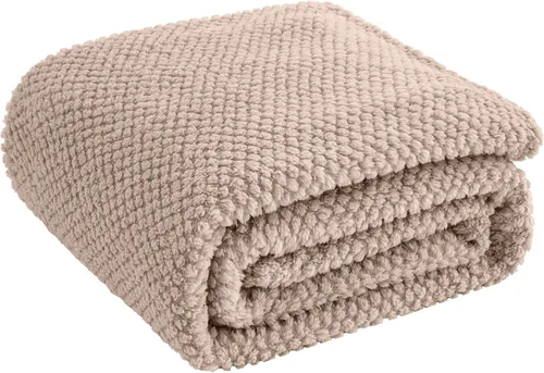 Miniatura 18 de Manta de Tiro de Piel Sintética Color Hueso para Sofá, Manta Suave y Esponjosa de Burbujas para Cama y Sofá, Manta Gruesa y Cálida de Felpa Difusa