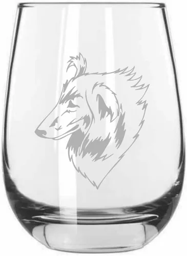 Miniatura 118 de Sakhalin Husky Dog - Copa de vino grabada personalizada de 15.25 onzas sin tallo