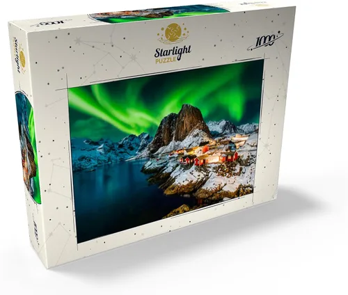 Miniatura 2 de MyPuzzle Aurora Borealis Over Hamnoy in Norway - Rompecabezas prémium de 1000 piezas para adultos