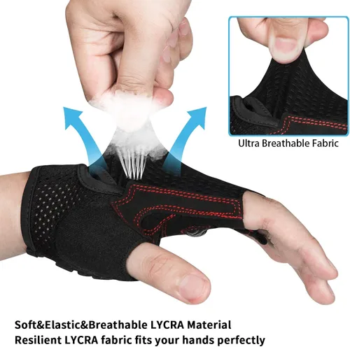 Miniatura 4 de MOREOK Guantes de ciclismo para hombres y mujeres almohadilla de gel transpirable antideslizante de 0.197in Guantes de ciclismo de medio dedo