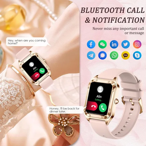 Miniatura 3 de Relojes inteligentes para mujer (dial/respuesta de llamadas) 1.57 pulgadas reloj de fitness ritmo cardíaco monitor SpO2 monitor de sueño, 21 modos