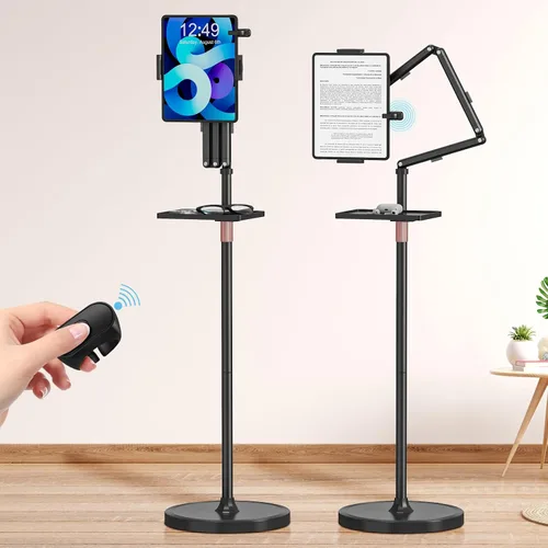 Miniatura 8 de Houele Soporte de Piso para Tableta con Bandeja Extraíble, Soporte de Piso para iPad para Cama, Soporte de Tableta de Altura Ajustable Porta iPad
