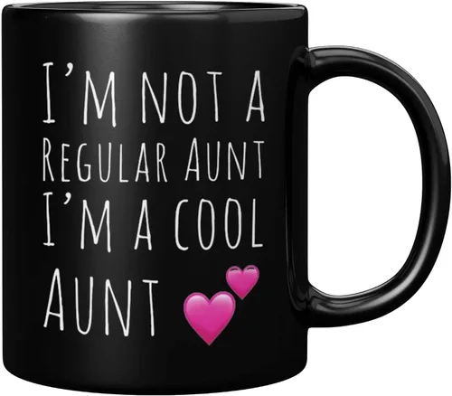 Panvola Taza de café de cerámica con texto en inglés "I'm Not A Regular Aunt I'm A Cool Aunt", regalo para el Día de la Madre de sobrino, hermana,