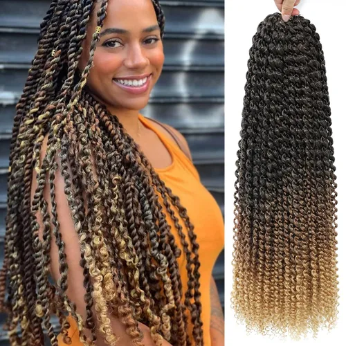 Miniatura 20 de Cabello Passion Twist de 24 pulgadas, 8 paquetes de cabello Passion Twist de ganchillo para mujeres, cabello trenzado Passion Twists largo bohemio