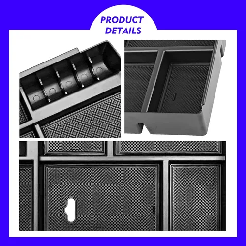 Miniatura 6 de Bandeja de consola F150 2018, bandeja organizadora de consola central para Ford F-150 Raptor 2015-2020, reposabrazos medio, caja de almacenamiento