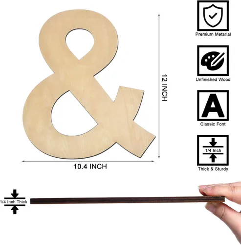 Miniatura 55 de Letra M de madera de 12 pulgadas de grosor, letra de madera grande sin terminar de 1/4 de pulgada de grosor para decoración de pared del hogar