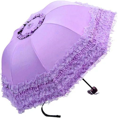 Miniatura 10 de WANLIAN Paraguas de encaje a prueba de viento plegable soleado y lluvioso a prueba de rayos ultravioleta anti sol protección UV sombrilla paraguas