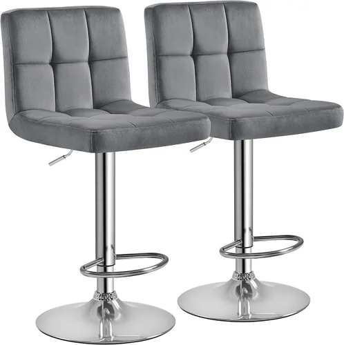 Miniatura 35 de Yaheetech Taburete de bar individual, taburetes giratorios de piel sintética ajustables, taburetes modernos con respaldo y reposapiés, taburetes