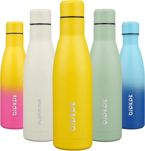 Miniatura 67 de BJPKPK Botellas de agua de acero inoxidable con aislamiento de 17 onzas, mantiene el frío y el calor, brillante oro rosa Oro rosa brillante