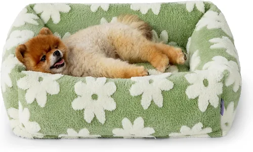 Miniatura 13 de LE SURE Bonita cama para perros y gatos pequeños, camas lavables para cachorros, acogedor sofá ortopédico rectangular para mascotas con felpa