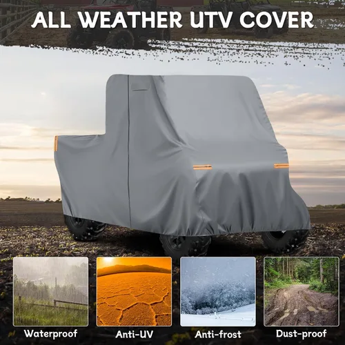 Miniatura 6 de Funda impermeable UTV compatible con Can-am Defender de 2 plazas, 6 capas para todo tipo de clima, con rejillas de ventilación, cremallera de puerta