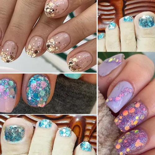 Miniatura 6 de 2 cajas de 24 colores camaleón holográfico con purpurina de sirena, arte de uñas, lentejuelas, copos 3D, degradado láser, diseño de purpurina