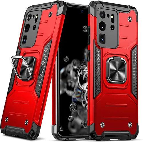 Miniatura 16 de Anqrp Funda para Galaxy S22 Ultra, Funda Protectora de Teléfono de Grado Militar con Soporte Plegable de Anillo de Metal Giratorio