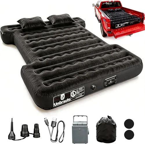 Miniatura 22 de Umbrauto Truck Bed Air Mattress Inflatable Pickup Camping Airbed for 5.5-5.8ft Full Size Short Truck Bed Road Trip Sleeping Pad with Pump for